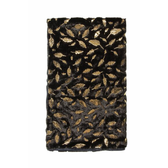 Luxe Home Decor Signature Faux Fur Throw | 1-Piece | Gold leaf on black | 50"x60 - Picture 3 of 4